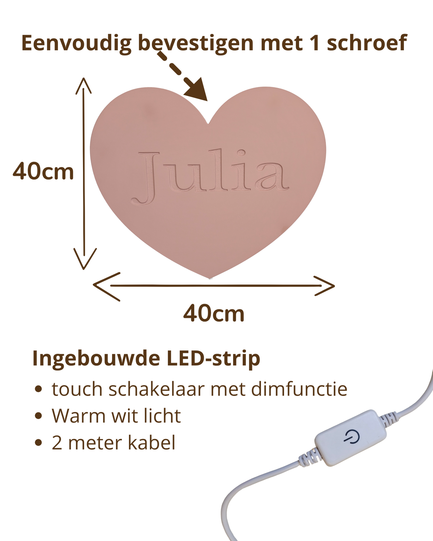 Hartjes wandlamp - Gepersonaliseerd