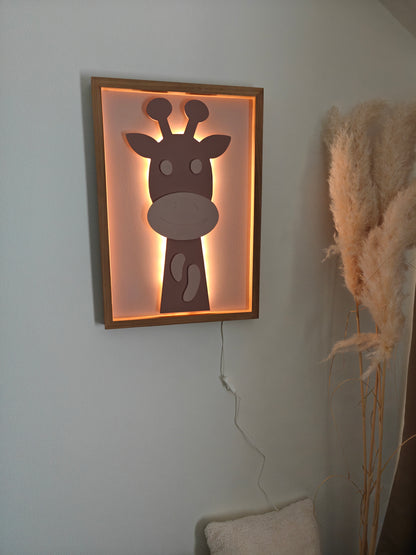 Giraf – 3D Schilderij met licht